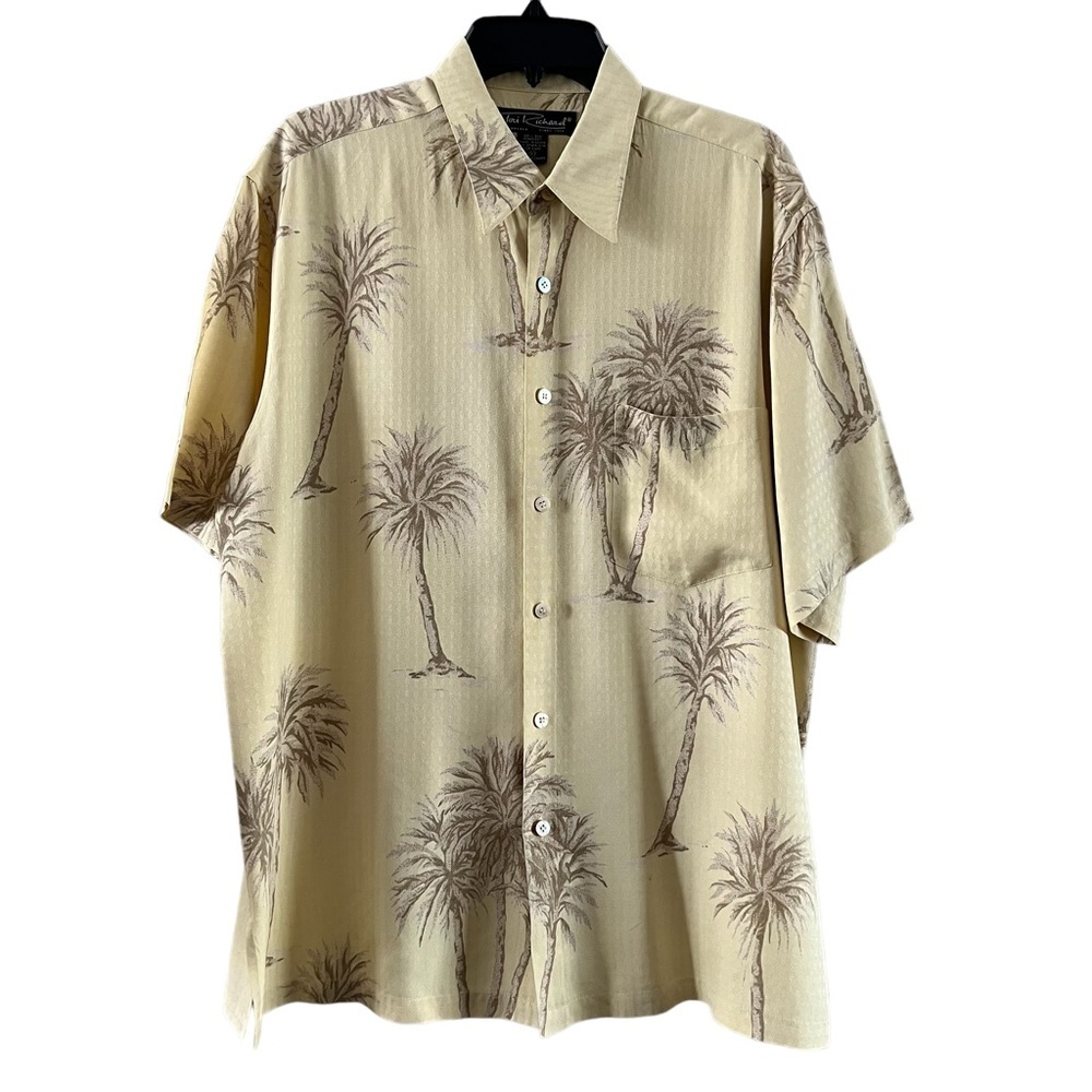 Tori‎ Richards Palm Tree Print 100% Silk Shirt
